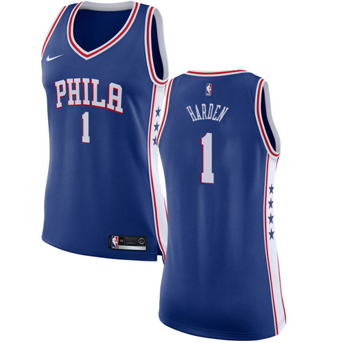 Philadelphia 76ers #1 James Harden Blue Womens Swingman Icon Edition Jersey Womens