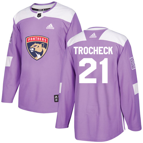 Adidas Florida Panthers #21 Vincent Trocheck Purple Authentic Fights Cancer Stitched Jersey Men's
