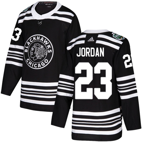 Adidas Chicago Blackhawks #23 Michael Jordan Black Authentic 2019 Winter Classic Stitched Jersey Men's