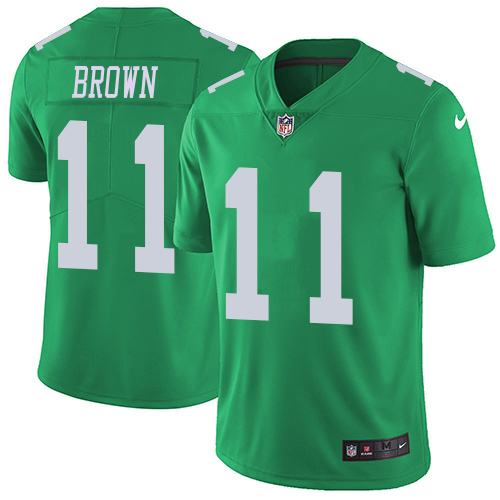 Eagles #11 A.J. Brown Green Youth Stitched Limited Rush Jersey