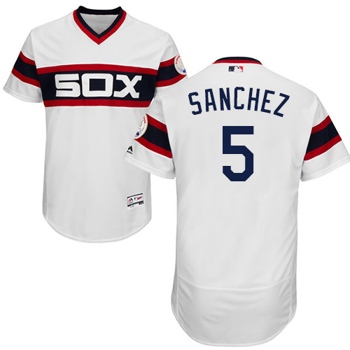 Chicago White Sox #5 Yolmer Sanchez White Flexbase Authentic Collection Alternate Home Stitched Jersey Men's