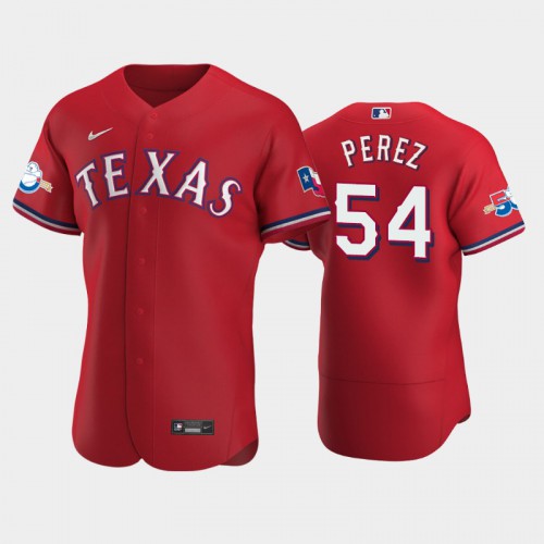 Texas Texas Rangers #54 Martin Perez Authentic 50th Anniversary Men's Alternate Jersey - Red Men's