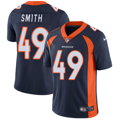 Denver Broncos #49 Dennis Smith Navy Blue Alternate Men's Stitched Vapor Untouchable Limited Jersey Men's