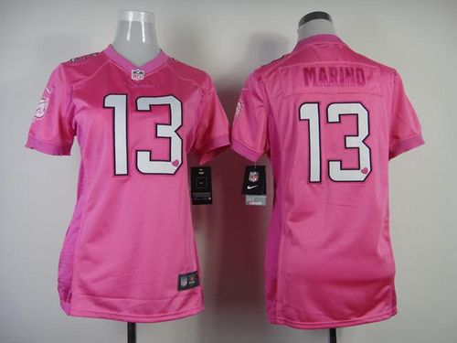 Dolphins #13 Dan Marino Pink Women's Be Luv'd Stitched New Elite Jersey