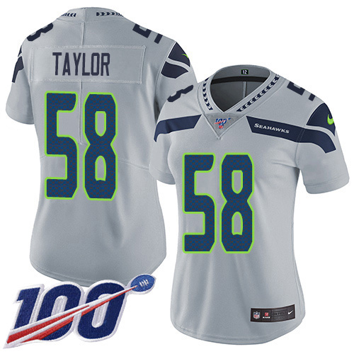 Seattle Seahawks #58 Darrell Taylor Grey Alternate Women's Stitched 100th Season Vapor Untouchable Limited Jersey Womens