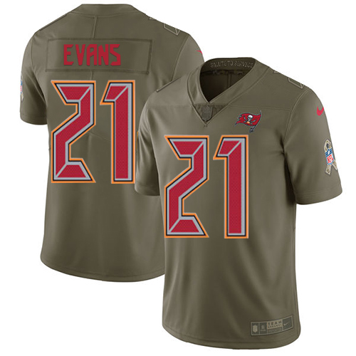 Tampa Bay Buccaneers #21 Justin Evans Olive Youth Stitched Limited 2017 Salute to Service Jersey Youth