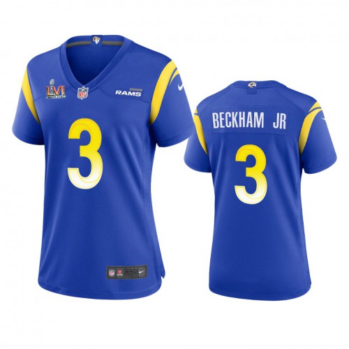 Los Angeles Los Angeles Rams #3 Odell Beckham Jr. Women's Super Bowl LVI Patch Game Jersey - Royal Womens