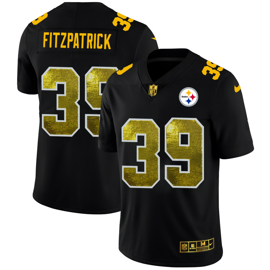 Pittsburgh Steelers #39 Minkah Fitzpatrick Men's Black Golden Sequin Vapor Limited Jersey