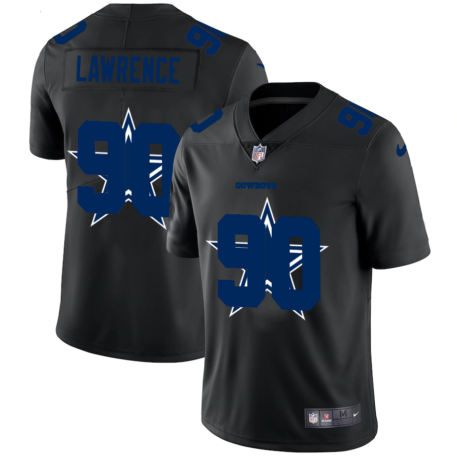 Dallas Cowboys #90 Demarcus Lawrence Men's Team Logo Dual Overlap Limited Jersey Black