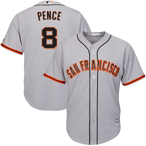 San Francisco Giants #8 Hunter Pence Grey Road Cool Base Stitched Youth Jersey Youth