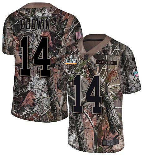 Buccaneers #14 Chris Godwin Camo Youth Super Bowl LV Bound Stitched Limited Rush Realtree Jersey