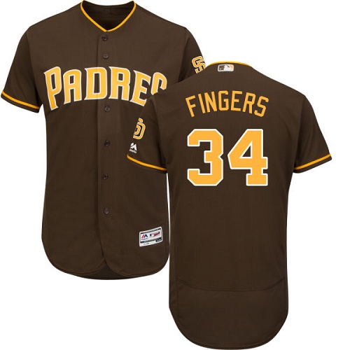 San Diego Padres #34 Rollie Fingers Brown Flexbase Authentic Collection Stitched Jersey Men's