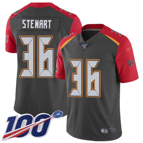 Tampa Bay Buccaneers #36 M.J. Stewart Gray Men's Stitched Limited Inverted Legend 100th Season Jersey Men's