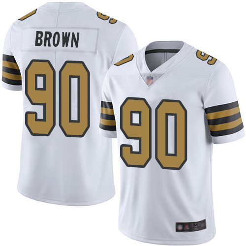New Orleans Saints #90 Malcom Brown White Men's Stitched Limited Rush Jersey Men's