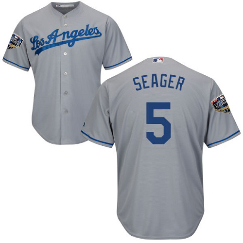 Los Angeles Dodgers #5 Corey Seager Grey Cool Base 2018 World Series Stitched Youth Jersey Youth