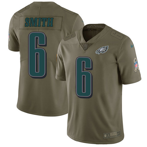 Eagles #6 DeVonta Smith Olive Youth Stitched Limited 2017 Salute To Service Jersey