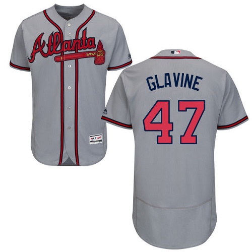Atlanta Braves #47 Tom Glavine Grey Flexbase Authentic Collection Stitched Jersey Men's