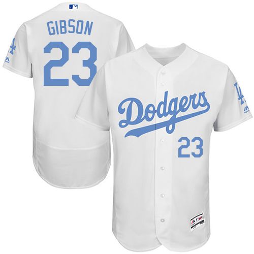 Los Angeles Dodgers #23 Kirk Gibson White Flexbase Authentic Collection Father's Day Stitched Jersey Men's