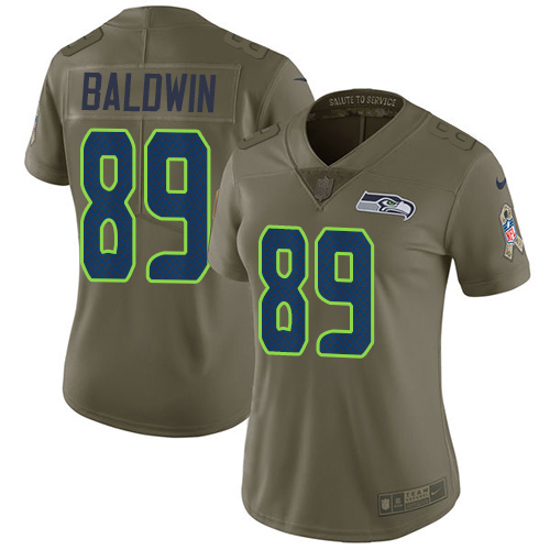 Seattle Seahawks #89 Doug Baldwin Olive Women's Stitched Limited 2017 Salute to Service Jersey Womens