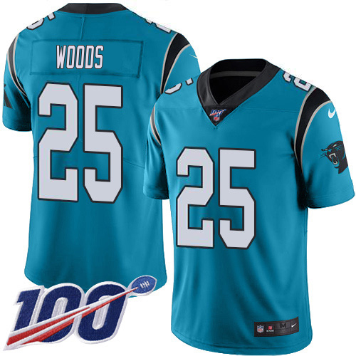 Panthers #25 Xavier Woods Blue Alternate Youth Stitched 100th Season Vapor Untouchable Limited Jersey