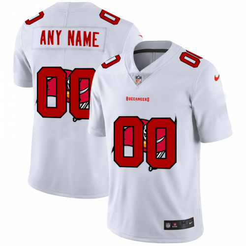Tampa Bay Buccaneers Custom White Men's Team Logo Dual Overlap Limited Jersey