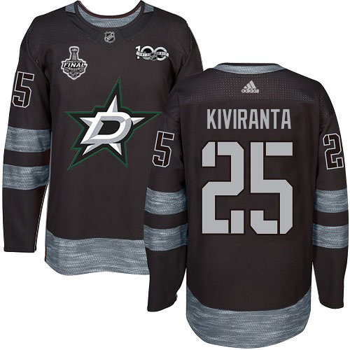 Adidas Dallas Stars #25 Joel Kiviranta Black 1917-2017 100th Anniversary 2020 Stanley Cup Final Stitched Jersey Men's