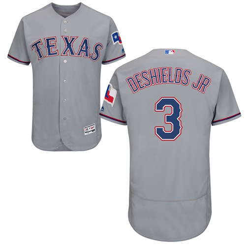 Texas Rangers #3 Delino DeShields Jr. Grey Flexbase Authentic Collection Stitched Jersey Men's