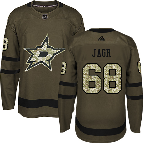 Adidas Dallas Stars #68 Jaromir Jagr Green Salute to Service Stitched Jersey Men's