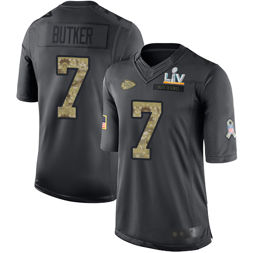 Chiefs #7 Harrison Butker Black Men's Super Bowl LV Bound Stitched Limited 2016 Salute To Service Jersey