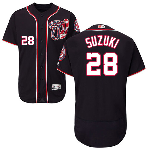 Washington Nationals #28 Kurt Suzuki Navy Blue Flexbase Authentic Collection Stitched Jersey Men's