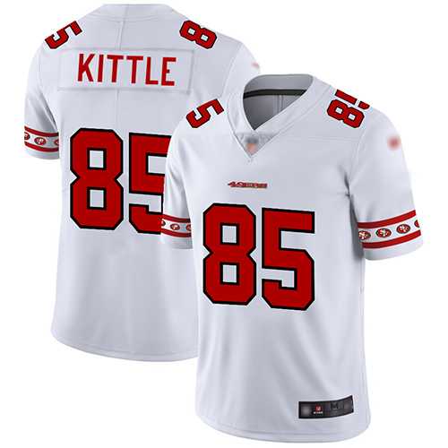 49ers #85 George Kittle White Men's Stitched Limited Team Logo Fashion Jersey