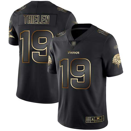 Vikings #19 Adam Thielen Black/Gold Men's Stitched Vapor Untouchable Limited Jersey