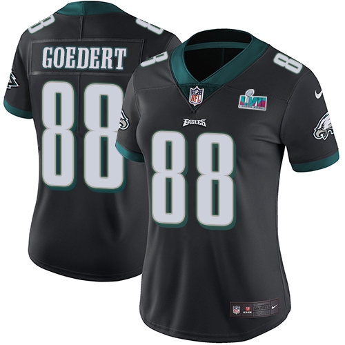 Eagles #88 Dallas Goedert Black Super Bowl LVII Patch Alternate Women's Stitched Vapor Untouchable Limited Jersey