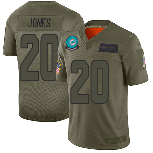 Miami Dolphins #20 Reshad Jones Camo Youth Stitched Limited 2019 Salute to Service Jersey Youth