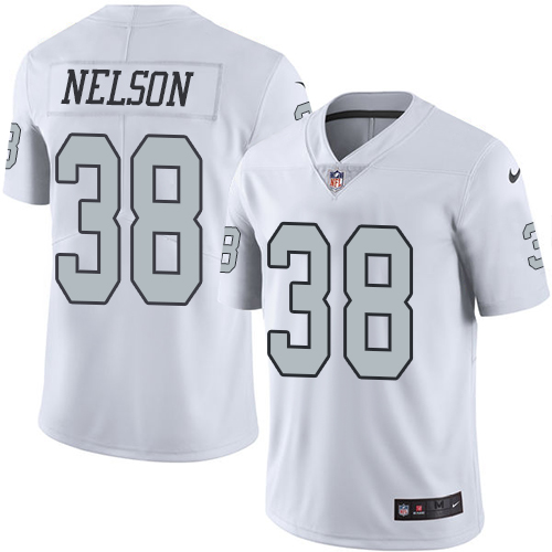 Las Vegas Raiders #38 Nick Nelson White Men's Stitched Limited Rush Jersey Men's