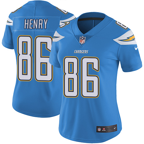 Los Angeles Chargers #86 Hunter Henry Electric Blue Alternate Women's Stitched Vapor Untouchable Limited Jersey Womens