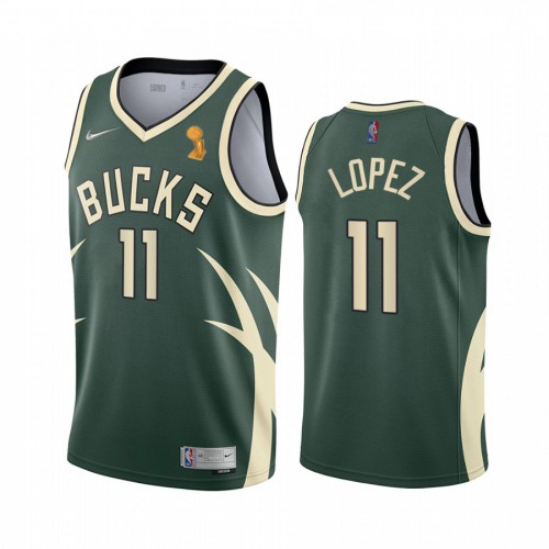 Milwaukee Bucks #11 Brook Lopez Womens 2021 Finals Champions Swingman Earned Edition Jersey Green Womens