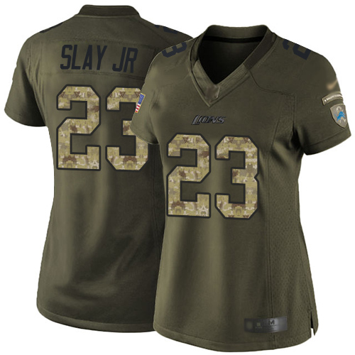 Detroit Lions #23 Darius Slay Jr Green Women's Stitched Limited 2015 Salute to Service Jersey Womens