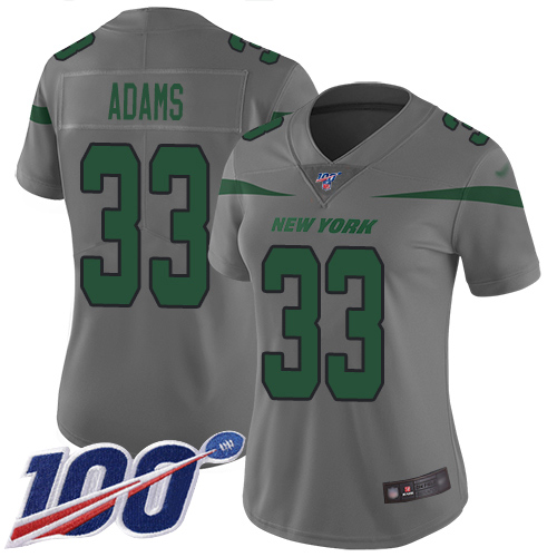 New York Jets #33 Jamal Adams Gray Women's Stitched Limited Inverted Legend 100th Season Jersey Womens