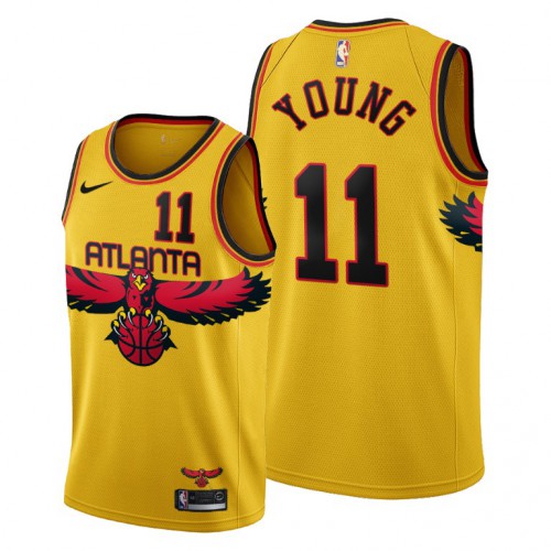 Atlanta Atlanta Hawks #11 Trae Young Mens 2021-22 City Edition Gold Jersey Mens
