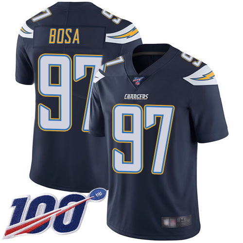 Chargers #97 Joey Bosa Navy Blue Team Color Youth Stitched 100th Season Vapor Limited Jersey