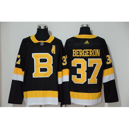 Adidas Boston Bruins #37 Patrice Bergeron Black 2019-20 Authentic Third Stitched Jersey Men's