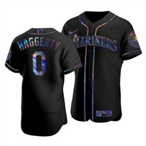 Seattle Seattle Mariners #0 Sam Haggerty Men's Iridescent Holographic Collection Jersey - Black Men's