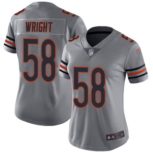 Bears #58 Darnell Wright Silver Women's Stitched Limited Inverted Legend Jersey