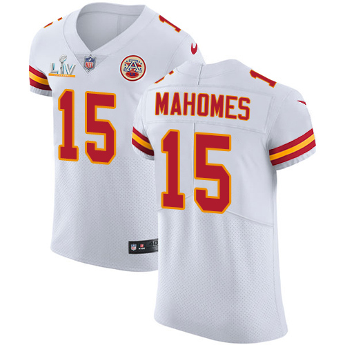 Chiefs #15 Patrick Mahomes White Men's Super Bowl LV Bound Stitched New Elite Jersey