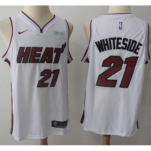 Miami Heat #21 Hassan Whiteside White Swingman Association Edition Jersey Mens