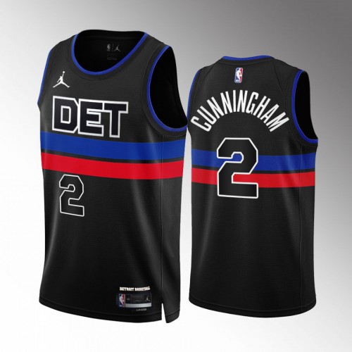 Detroit Detroit Pistons #2 Cade Cunningham Mens Black 2022-23 Statement Edition Jersey Mens