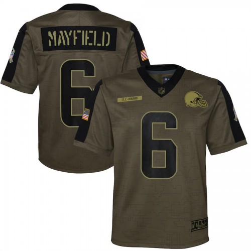 Cleveland Cleveland Browns #6 Baker Mayfield Olive Youth 2021 Salute To Service Game Jersey Youth