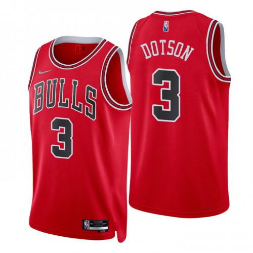 Chicago Bulls #3 Devon Dotson Red Mens 2021-22 75th Anniversary Diamond Swingman Jersey - Icon Edition Mens