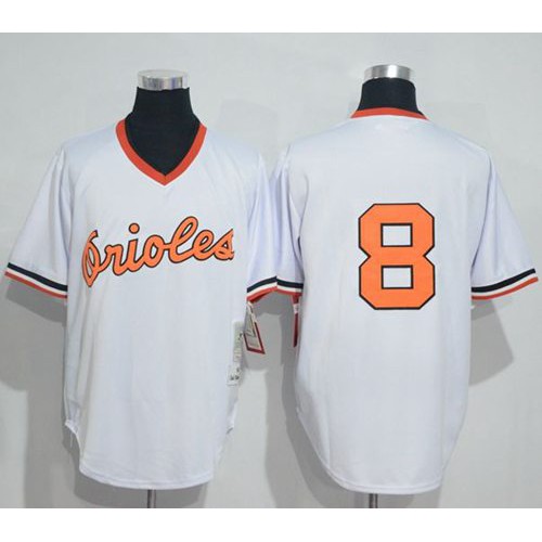 Mitchell And Ness 1985 Baltimore Orioles #8 Cal Ripken White Throwback Stitched Jersey Men's